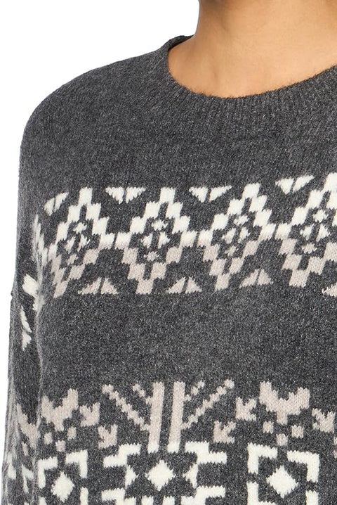 Lucky Brand Women's Grey Fair Isle Crew Neck Sweater | Lucky Brand In Lebanon
