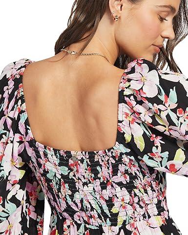Roxy Women's Black Floral Long Sleeved Dress | Roxy in Lebanon