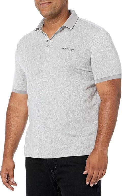 Armani Exchange Men's Gray Milano/New York Logo Polo T-Shirt | Armani Exchange In Lebanon