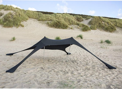 Strandwerk Navy Blue  Lycra Beach Tent - with Aluminium Poles and Fillable Sand Anchors Grey A335