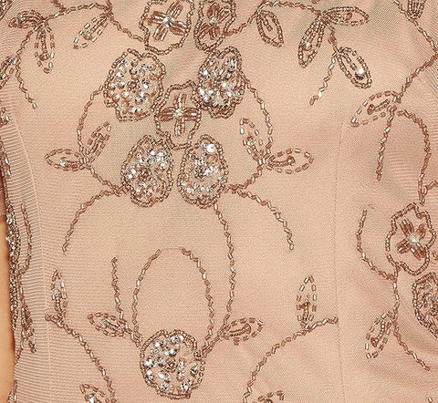 Adrianna Papell Women's Rose Gold Beaded Mesh Sheath Dress |  Adrianna Papell In Lebanon