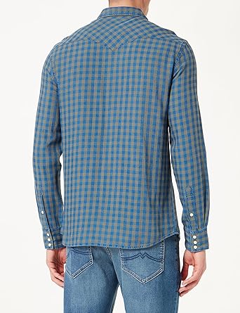 Wrangler Men's Green & Blue LS Western Shirt | Wrangler In Lebanon