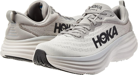 Hoka Men's Light Grey Bondi 8 Sneakers | Hoka In Lebanon