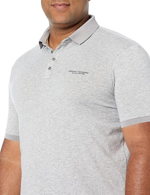 Armani Exchange Men's Gray Milano/New York Logo Polo T-Shirt | Armani Exchange In Lebanon