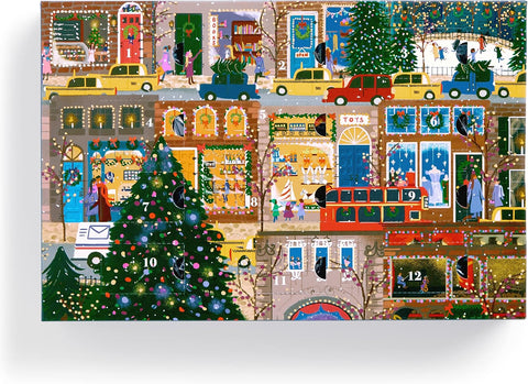 Galison Winter Lights Christmas Countdown 12 Days of Puzzles Featuring Images of Winter City Fun |Galison In Lebanon