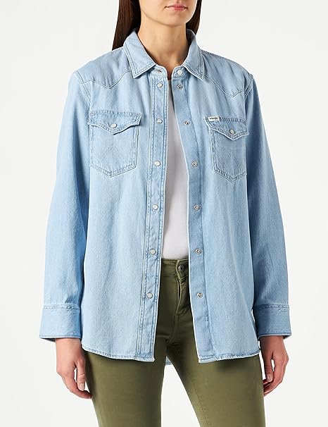 Wrangler Women's Light Blue Heritage Long Sleeve Denim Shirt |Wrangler In Lebanon
