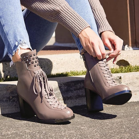 Torgeis Women’s Dark Mink Nubis Fashion Casual Leather Zipper Heel Ankle Boots|Torgeis In Lebanon9