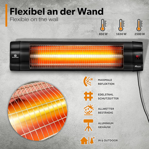 Tresko Black Infrared Heater 2500 W with Remote Control | Tresko In Lebanon