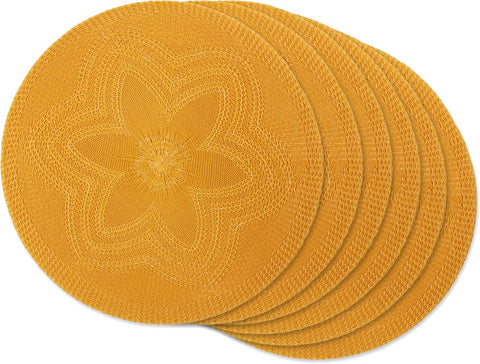 Design Imports Yellow Floral Woven Round Placemat Set of 6 | Design Imports In Lebanon