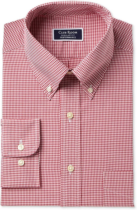 Club Room Men's Red & White Performance Button Up Dress Shirt | Club Room In Lebanon