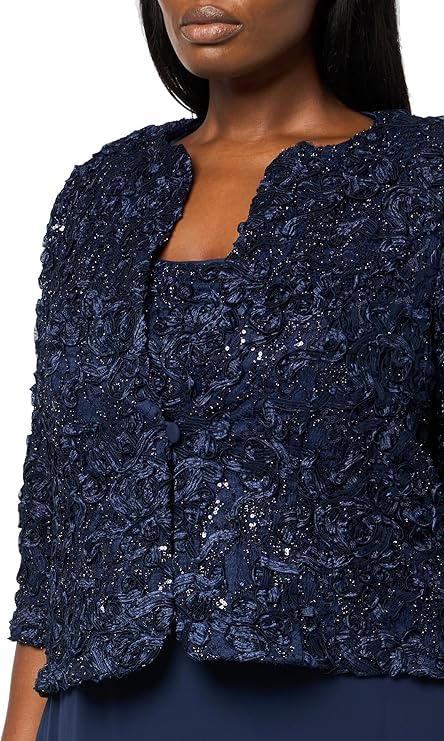 Alex Evenings Women's Navy Plus Size Glitter Two Piece Dress Set | Alex Evenings In Lebanon