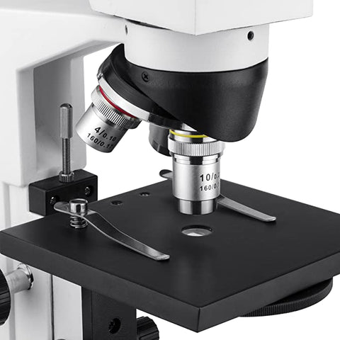 EU  AY13072 40x, 100x, 400x Monocular Compound High Powered Microscope with 360° Rotating Head, Transmitted Illumination, and 5-Hole Diaphragm, White AM43