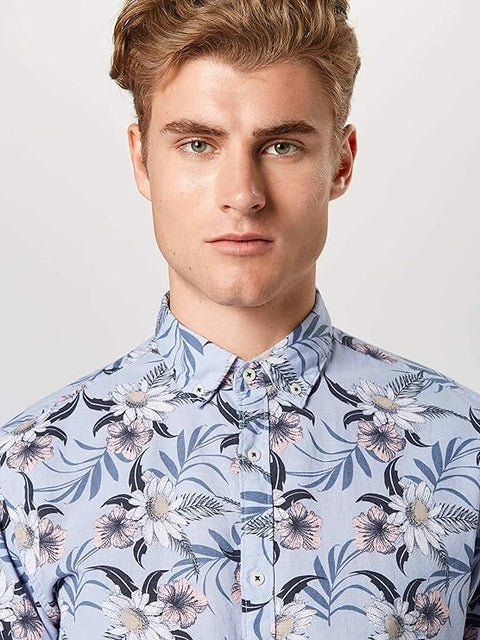 Jack & Jones Men's Baby Blue Floral Shirt  | Jack & Jones In Lebanon