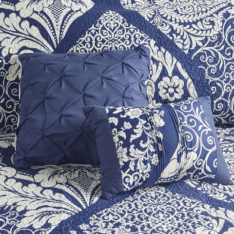 Madison Park Navy & White Floral Vienna 6 Piece Coverlet Set |Madison Park In Lebanon