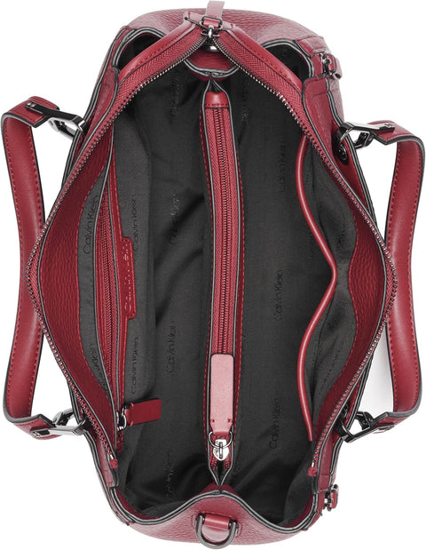 Calvin Klein Women's Burgundy Garnet Triple Compartment Top Zipper Satchel Bag | Calvin Klein In Lebanon