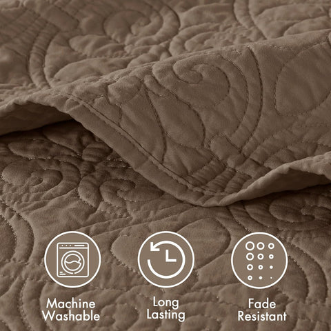 Madison Park Quebec 3-Piece Mocha Quilt Set, Full/Queen | Madison Park In Lebanon