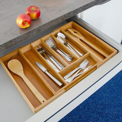 Relaxdays Wooden Bamboo Cutlery Drawer Organizing Tray | Relaxdays In Lebanon