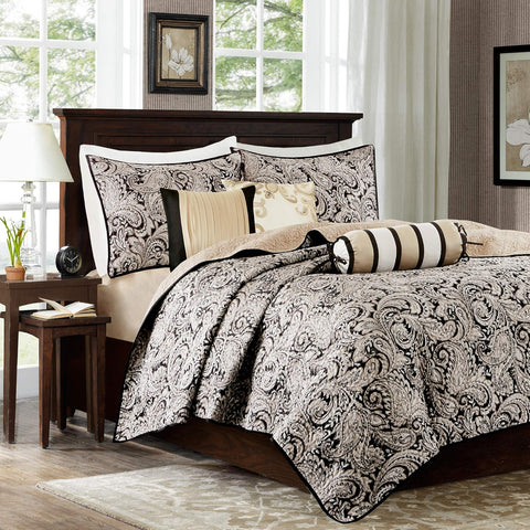 Madison Park Damask 6-Piece Black Coverlet Set, King/Cal King | Madison Park In Lebanon