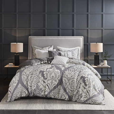 Madison Park Gray & White Floral Queen Vienna 6 Piece Coverlet Set |Madison Park In Lebanon