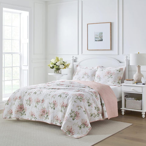 Laura Ashley Home Floral Full/Queen Quilt Set Cotton Reversible Bedding with Matching Sham|Laura Ashley In Lebanon