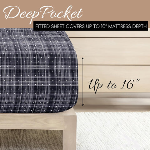 I Enjoy Home Polka Dot Navy 4-PC Patterned Ultra Soft King Bed Sheet Set | I Enjoy Home In Lebanon