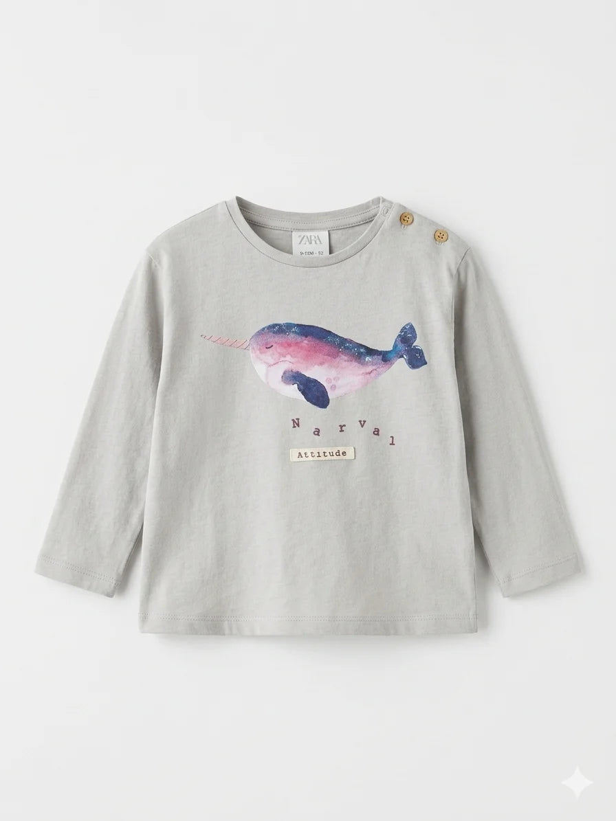 Zara Girl's Light Grey Printed Blouse | Zara In Lebanon