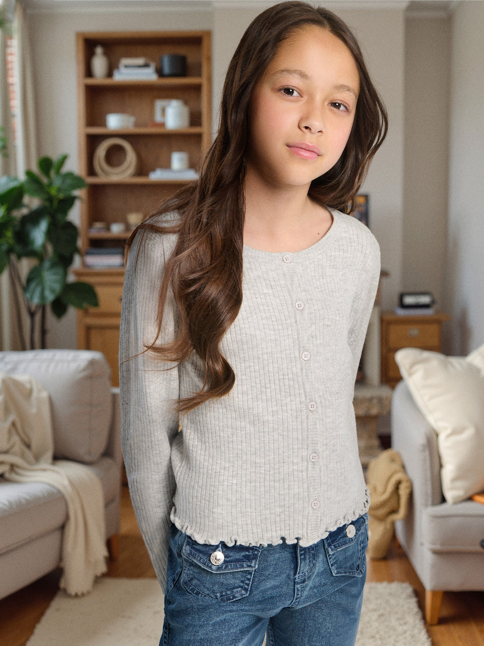 Sinsay Girl's Grey Long Sleeve Cardigan