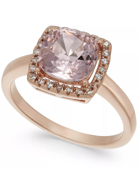 Charter Club Women's Rose Gold-Tone 18K  Plate Pavé & Crystal Stone Square Halo Ring |Charter Club In Lebanon