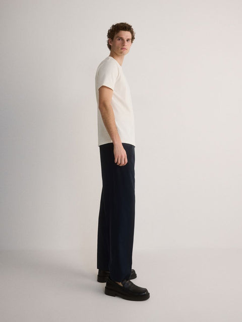 Reserved Men's Navy Wide Leg Pleated Trousers| Reserved In Lebanon