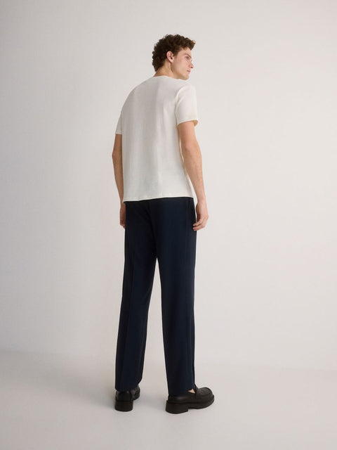 Reserved Men's Navy Wide Leg Pleated Trousers| Reserved In Lebanon