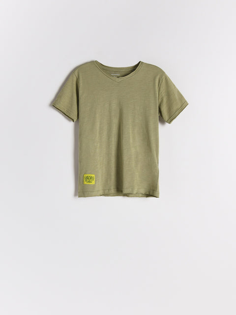 Reserved Boy's Green Short-Sleeved Cotton T-Shirt With Patch | Reserved In Lebanon