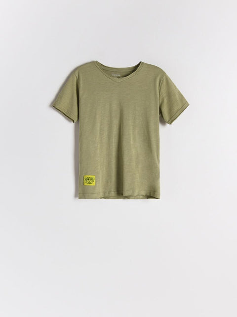 Reserved Boy's Green Short-Sleeved Cotton T-Shirt With Patch | Reserved In Lebanon