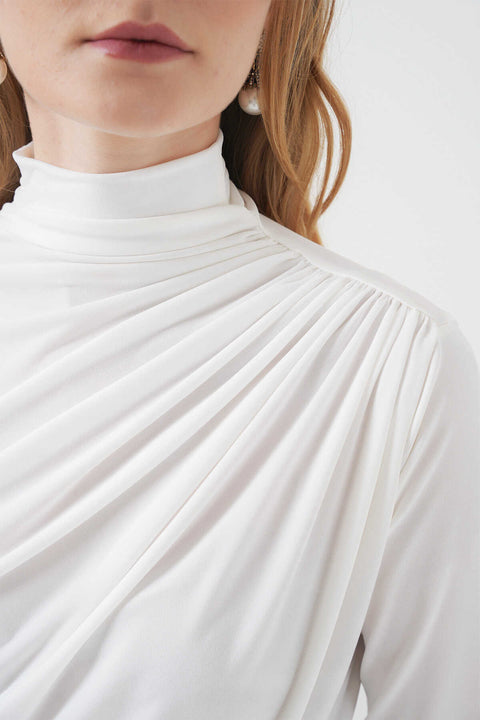 Big Dart Women's White Blouse with Gathering Detail | Big Dart In Lebanon