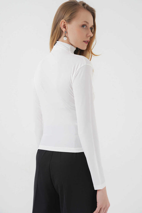 Big Dart Women's White Blouse with Gathering Detail | Big Dart In Lebanon