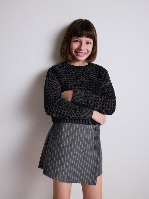Reserved Girl's Black Openwork With Shine Sweater | Reserved In Lebanon