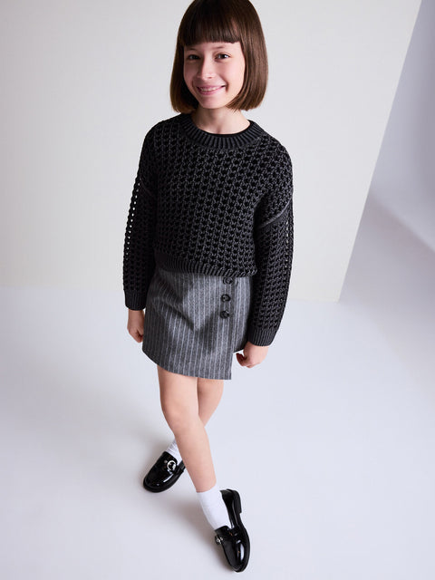 Reserved Girl's Black Openwork With Shine Sweater | Reserved In Lebanon