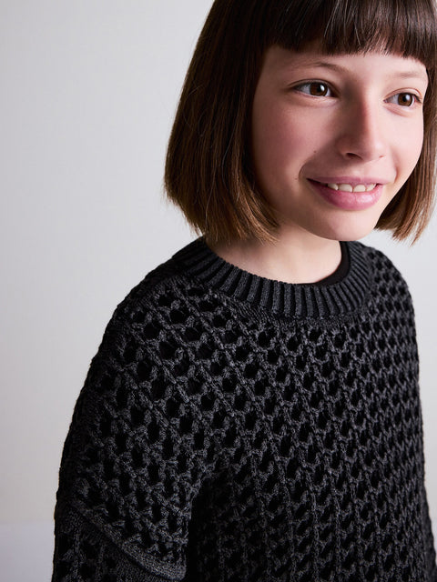Reserved Girl's Black Openwork With Shine Sweater | Reserved In Lebanon