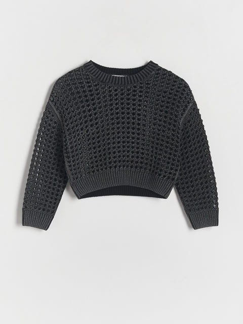 Reserved Girl's Black Openwork With Shine Sweater | Reserved In Lebanon