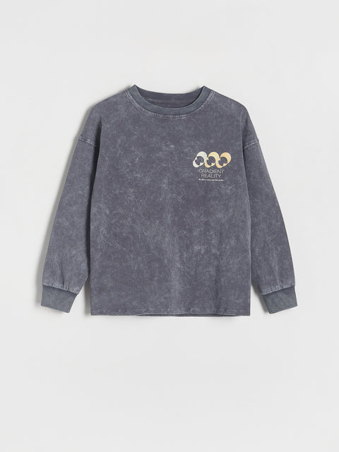Reserved  Grey Long Sleeve Printed Oversize Hoodies| Reserved In Lebanon