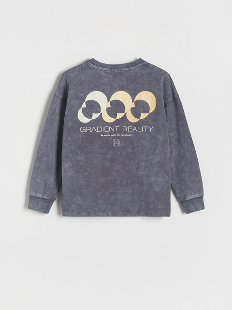 Reserved  Grey Long Sleeve Printed Oversize Hoodies| Reserved In Lebanon