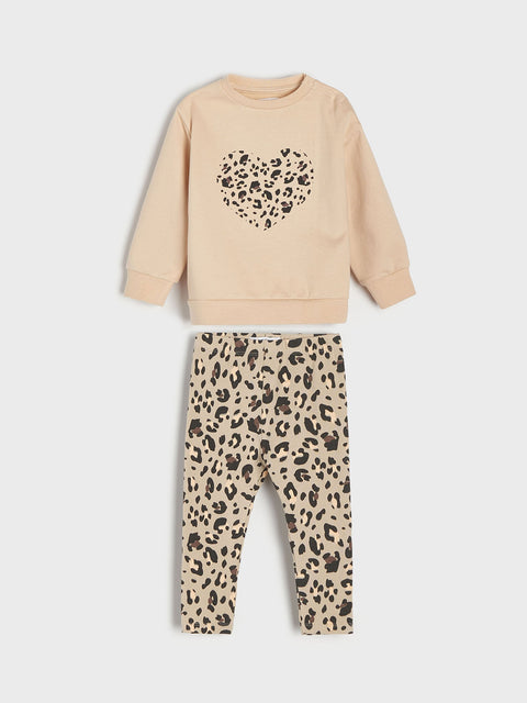 Sinsay Baby Girl's Beige Animal Print Pajama Set | Sinsay In Lebanon