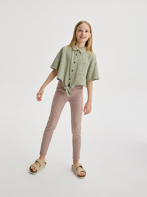Reserved Girl's Dusty Rose Elastic Skinny Pant | Reserved In Lebanon