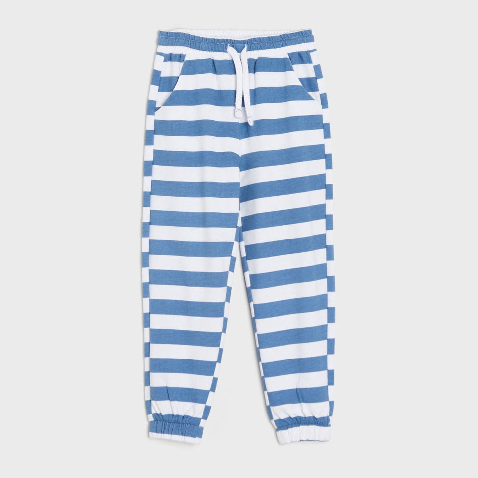 Sinsay Boy's White & Blue Striped Sweatpants