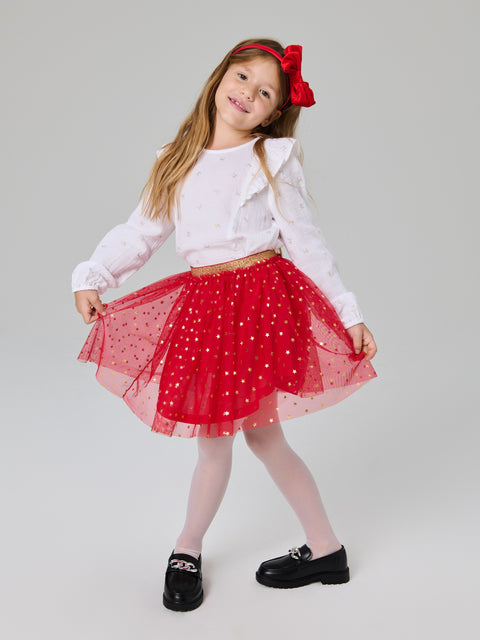 Sinsay Girl's White Bow Printed Long Sleeve Blouse|Sinsay In Lebanon