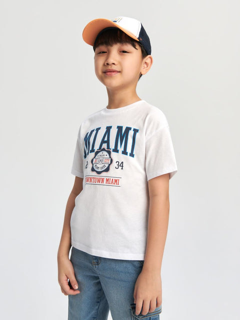 Sinsay Boy's White Miami Print Short Sleeve T-Shirt | Sinsay In Lebanon