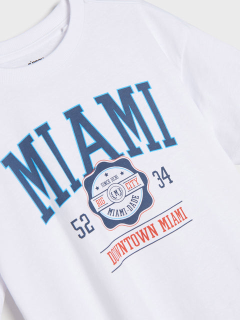 Sinsay Boy's White Miami Print Short Sleeve T-Shirt | Sinsay In Lebanon