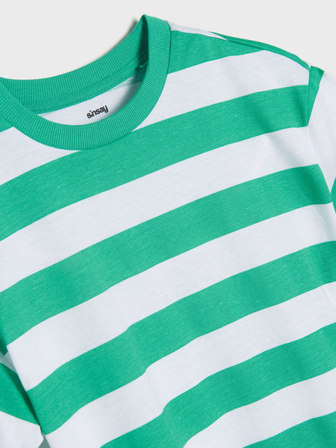 Sinsay Baby Boy's White & Green Striped Short Sleeve T-Shirt | Sinsay In Lebanon