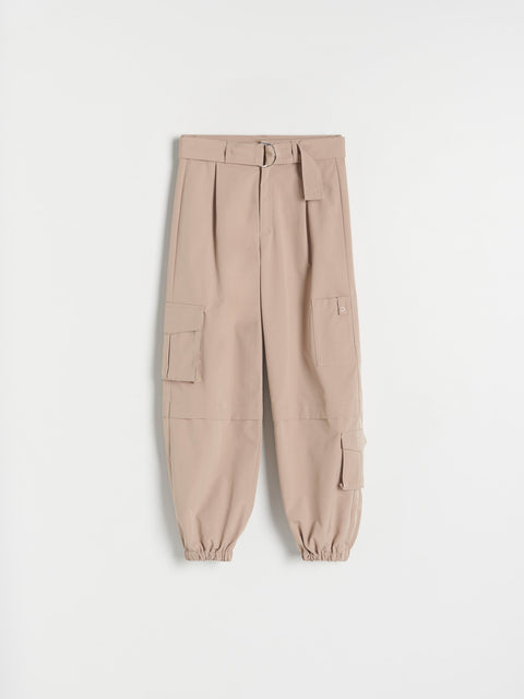 Reserved Girl's Beige Cargo Pockets Parachute Pants | Reserved In Lebanon