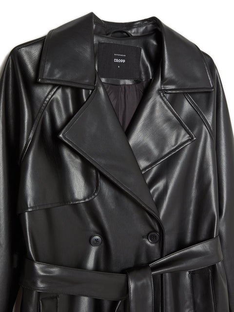 Cropp Women's Black Faux Leather Coat | Cropp In Lebanon