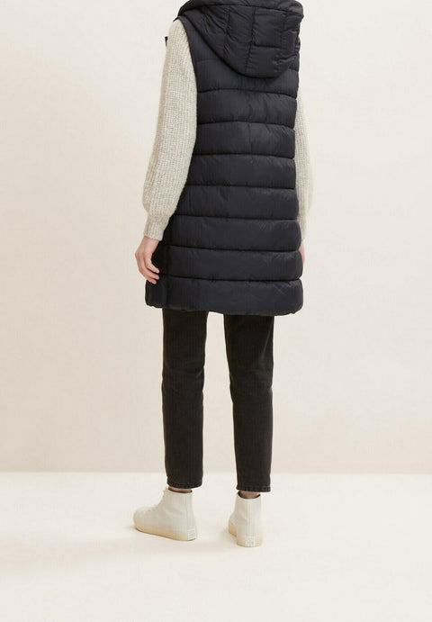 Tom Tailor Women's Black Quilted Hooded Vest |Tom Tailor In Lebanon